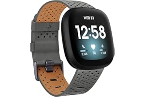 Yisica Cuir Bracelets Compatibles avec Fitbit Versa 3 / Fitbit Sense, Bracelets de Remplacement en Cuir Véritable Compatibles avec Fitbit Versa 3, Femmes Hommes