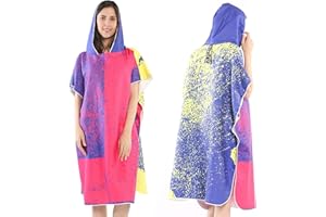 Cleminsta Poncho de Playa, Poncho de baño, Toalla de Microfibra para Poncho de Surf con Capucha Bata de Baño, Secado rápido Manta de Buceo para Surf Natación, para Hombres Mujeres Baños (A)