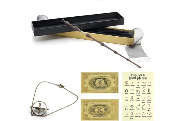 ZYMR Albus Dumbledore Baguette en bois de sureau Harry Potter avec boîte cadeau, carte inversée en feuille de sort, parfaite pour cosplay, carnaval, Halloween, fêtes à thème d'anniversaire