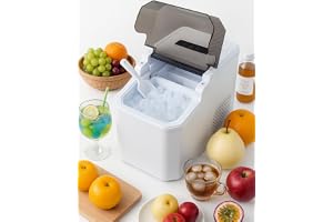 Portable Ice Maker Machine | 9 Bullet Ice Cubes Ready in 6 Minutes | Compact Countertop Ice Cube Maker, 12KG/24H, 2 Ice Sizes | Self-Cleaning, Quiet Operation | Home, Office, Outdoor Use