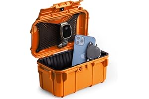 Evergreen 58 Waterproof Dry Box Protective Case - Travel Safe/Mil Spec/USA Made - for Cameras, Lenses, Phones, Pistols, First Aid, Boating, Water Sports, Tacklebox, Ammo Can, Deck Boxes (Orange)