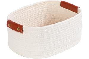 Otauoaea Cestini Portaoggetti Bagno, Cesto Portaoggetti Intrecciato in Corda di Cotone, Corda di Cotone per Bambini Bambina, Impilabile Organizer Fasciatoio per Camera da Letto Salotto Ufficio(Beige)