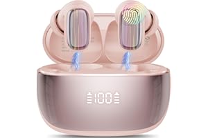 CONYAT Casque Ecouteurs sans Fil, Écouteurs Bluetooth 5.4 avec ENC Réduction Antibruit Mic, Ecouteurs Hi-FI Son Stéréo, 40 Heures Durée de Lecture, IPX7 Oreillette Bluetooth sans Fil, Or Rose