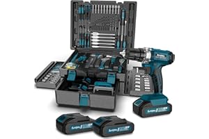 Sundpey Caisse a Outil 255PCS - Perceuse Visseuse Sans Fil 21V, Malette Outils de Réparation Domestique/Auto avec Tiroir Visseuse Devisseuse Sans Fil Ménagers Généraux pour Propriétaire Bricoleur