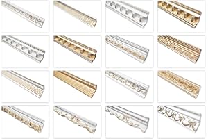 Marbet Deckenleisten gold, 2 Meter aus Styropor EPS - Stuckleisten gemustert, im traditionellen Design - (B-23 SG) Stuck Winkelleisten Wandleisten