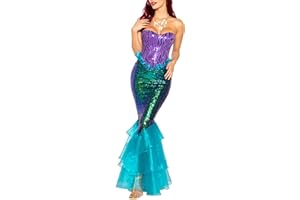 YOISDTXC Halloween Women's Cosplay/Photography Props Dress Sleeveless Hoodie Neckline Slim Layered Skirt Mesh Stitching Adult Costume