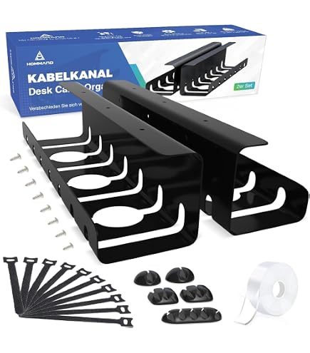 2 Passe-Câbles Bureau Avec Joint Brosses - Organisateur Fils Table - Noir 160x80mm