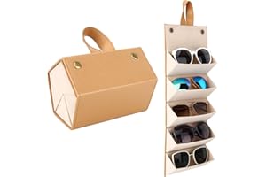 MoKo Sunglasses Organizer With 5 Slots, Travel Glasses Case Storage Portable Sunglasses Storage Case Bag Foldable Eyeglasses 
