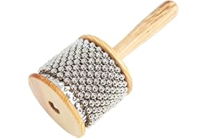 A-Star Shaker Cabasa Afuche con perline in legno - Diametro 7 cm, piccolo - Strumento a percussione manuale