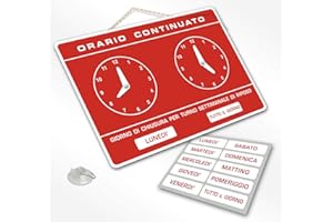 POLITARGHE Cartello ORARIO Continuato regolabile apertura negozio studio laboratorio bar (ROSSO)