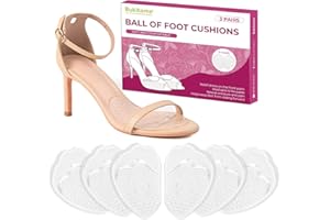 Bukihome Almohadillas de metatarsal para mujer, almohadillas de bola de pies, inserciones de talón, almohadillas de talón para comodidad del pie, transparentes, talla S