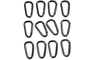 VONSERA Karabinerhaken Klein 12 Stück, Mini Karabiner Geeignet für Rucksäcke, Gürtel, Hängende Gegenstände usw, Aluminiumlegierung Kleine Karabiner Schwarz