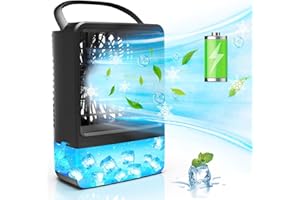 Kedoxi Portable Air Conditioner Unit with Battery, Mobile Air Conditioning Units 4000 MAh, Table Fan Air Cooler, Humidifier Fans Air Con Purifier with Timer 4 in 1, Cooling Fan for Home Office Outdoor