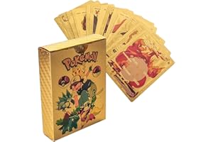 GENERIC 55 PCS Ultra Rare Gold Cards Packs, Fun Combination Rare Cards, Foil Cards, Vmax V EX GX TCG Rare Golden Cards, for Fans Kids Birthday Party Favors Gifts Table Top Collectibles (B)