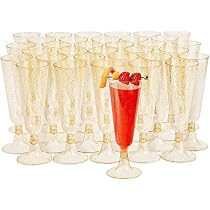 Flûtes à Champagne Plastique 54 Pièces - 150ml Paillettes Argent - Réutilisables Pour Fêtes, Mariages