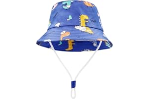 FenFang Cappello da Sole Bambino Bambina a Tesa Larga, Berretto Pescatore Neonato Estivo, Cotone Bucket Hat, Fisherman cap da Cartone Dinosauro Spiaggia 1 2 3 4-8 Anni