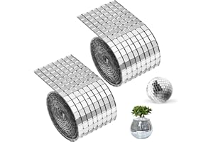 FERRADREND 2 Rouleaux/3200 Pièces Mosaique Miroir,Facettes Disco a Coller,Carreaux de Miroir en Verre Carré 5x5 mm,Mini Miroir Mosaïque Autocollant,Mosaique Carrelage pour KTV,Bar,Décoration de Fête Disco,DIY