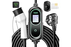 Cargador JATRHG EV 5M, 3.6KW-1.5KW, 16A|13A|10A|8A, Tipo 2 - Cargador Eléctrico Portátil y Versátil para Autos, Carga Rápida, Monofásico