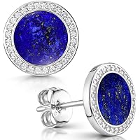 EYS JEWELRY Damen Ohrstecker Silber 925 – Runde Katzenaugen-Steine, 7 Mm, Mit Butterfly-Verschluss, Im Schmucketui