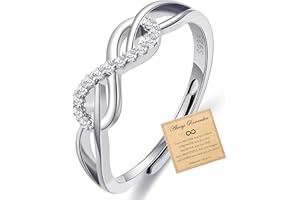 Rajputana Sterling Silver Infinity Ring with Cubic Zirconia for Women Silver Thumb Ring Adjustable Promise Ring on Anniversary Christmas Gift with Inspirational Card