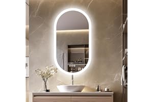 LUVODI Lustro Łazienka z Led Owalne Światła 100 x 50 cm Lusterka Antivaho z podświetleniem Ściemniania Nowoczesne Inteligentne Lusterko z Przełącznik Dotykowy i Wtyczka do przedpokoju garderoby