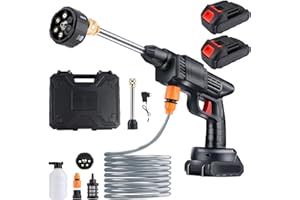 TBRFP Cordless Jet Wash,6-in-1 Portable Pressure Washer with 2 Rechargeable Batteries & Storage Case | 5M Hose for Patio, Car, Garden,Floor Cleaning