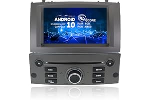 MOOKAKA Android 10.0 Auto Radio 1 DIN Navegación GPS para Peugeot 407 2004-2010 Reproductor Multimedia estéreo para automóvil Pantalla IPS con Carplay, SWC, WiFi, DSP, HDMI, RDS (PX5-64GB)