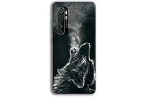 DiaryTown Hülle Kompatibel mit Xiaomi Mi Note 10 Lite Silikon Case, Schwarz mit Muster Handyhüll für Xiaomi Mi Note 10 Lite Weich Schutzhülle Dünn TPU Handyhüllen für Mädchen Frauen Jungen, Wolf