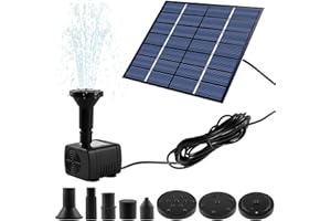 GUNIATA Solar Fountain Pum,Solar Powered Water Fountain with 6 Fountain Styles for Garden, Bird Bath, Pond and Fish Container, Built-in 1500 mAh Battery (A)