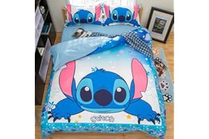 WFBZ Housse De Couette 220x240 cm Parure De Lit Enfant 2 Personne Bleu Taies d'oreiller 65x65 cm Microfibre Polyester King Lit