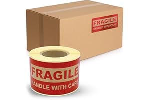 MD Labels KRAFT etykiety na rolce 100 x 50 mm – 200 etykiet - fragile - handle with care - naklejki wysyłkowe etykiety samoprzylepne -