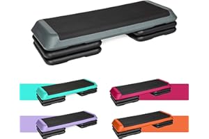 ‎TREXO TREXO Stepper Aerobic Schritt für Cardio Fitness Stepper für Zuhause Einstellbare Höhe 10|15|20 cm Home Gym Fitness Accessories für Workout bis zu 250 kg Schwarz/Rosa 109x41 cm TRX-AS01