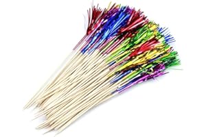 BaiJ Bastoncini per Cocktail,100 Pezzi Fuochi D'artificio Cocktail in Legno Stuzzicadenti per Cocktail Plettro di Palma per Torte Decorazioni Bar Articoli per Feste 9 Pollici