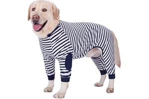 BT Bear Vêtements pour chien de grande taille, pyjama pour chien, combinaison souple et respirante avec fermeture éclair En coton doux À rayures Pour chiens de taille moyenne et grande taille
