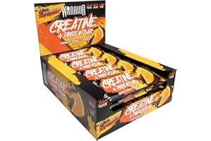 Warrior RAW Creatine Protein Bar, 20g High Protein Oat Flapjack With 3g Creatine, Low Sugar Protein Bar, Gym Snack For Muscle Growth & Recovery, Pre Or Post Workout, 12 x 75g(Chocolate Orange)