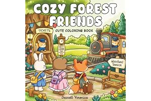 Cozy Forest Friends: Cute Coloring Book for Adults and Teens with Adorable Woodland Animals and Charming Everyday Moments