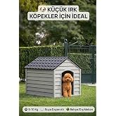 Flex K&uuml;&ccedil;&uuml;k Boy Plastik K&ouml;pek Kul&uuml;besi &ndash; Suya Dayanıklı Dış Mekan K&ouml;pek Evi 62x76x34 cm