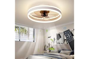 OMGPFR Reversible Led Ventilador Techo con Luz Silencioso y Mando 6 Velocidades Dormitorio Lamparas Ventilador de Techo Salon Moderno 24W Regulable Pequeño Luz Techo, Blanco 50CM