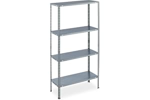 Relaxdays Étagère à Charge Lourde galvanisée, Lot de 2, HLP 145x75,5x30 cm, 4 Niveaux, 160 kg Max., Acier, Cave, Garage, argenté