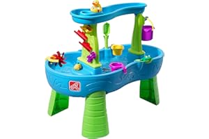 Step2 Rain Shower Splash Table d'eau avec 13 Accessoires - Bleu & Vert | Jeu extérieur Aquatique | Activité pour Le Jardin