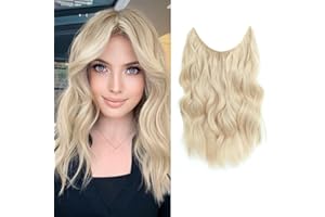 Ms Taj Invisible Secret Wire Extensions 30cm,Blond Kurz Haarverlängerungen mit Einstellbarer Größe Clips Synthetische lockige Haarteile für Frauen