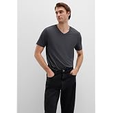 V Yaka Stre&ccedil; Gri Basic Tiş&ouml;rt Fitted/V&uuml;cuda Oturan Kesim 061748-24398
