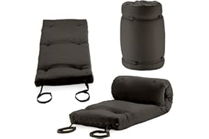 MATCHING BEDROOMS Ainsworth & Country Foldable Futon | Roll Out Outdoor Indoor Folding Sleepover Mattress Pad | Non Slip Bottom | Hypoallergenic | Back and Neck Support | Soft Touch (Grey)