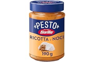 ‎BARILLA Barilla Pesto Ricotta e Noci 1x190g | Glutenfreie Italienische Pasta-Sauce mit cremigem Ricotta, Walnüssen und Grana Padano, Nudel-Soße, rotes Pesto
