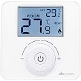 Plikc Quadro Termostato Digitale A Batteria Per Riscaldamento E Condizionamento, Display Azzurro, Manopola Precisa E Facile, Bianco