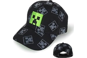 SOLWONDER Cartoon Baseball Cap Kinder Snapback Kappe, Jungen Baseballmütze Sonnenmütze, Miner Outdoor Sports Casual Baseballmütze, Pixelig Grid Sonnenhut