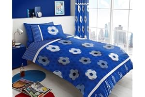 De Lavish Kids Children Boys Football Fitted Bed Sheet Set Pillowcase Single Size Bed, Blue