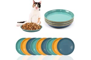 OUZHOU Cat Food Bowls, 6Pcs Cat Food Dish Wet Food Flat Cat Bowls Cat Food Bowls Cat Dishes for Food and Water Wide Cat Plate for Kittens and Short Legged Cat