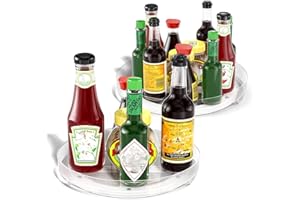Relota 2 piezas Giratorio Organizador de Armario, Soporte de Plástico para Condimentos-Estante de la Encimera, Especiero Giratorio para Botellas, Frutas, Cosmético, Armario, Despensa