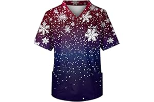 Splrit-MAN Christmas Scrubs Men Nurse Uniforms Beauty Tunic Dog Cat Grooming Xmas Tops Funny Cute Printed V Neck Spa Nail Salons Scrubs Shirts Xmas Medical Work Tops Healthcare Blouse